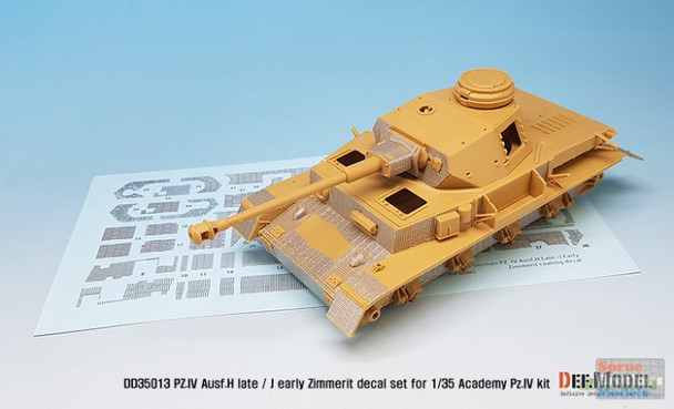 DEFDD35013 1:35 DEF Decal - Panzer IV Ausf.H Late / J Early Zimmerit Coating Water Slide Decal Sheet (ACA kit)