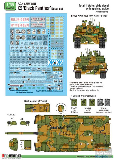 DEFDD35010 1:35 DEF ROK Army MBT K2 Black Panther Decal Set