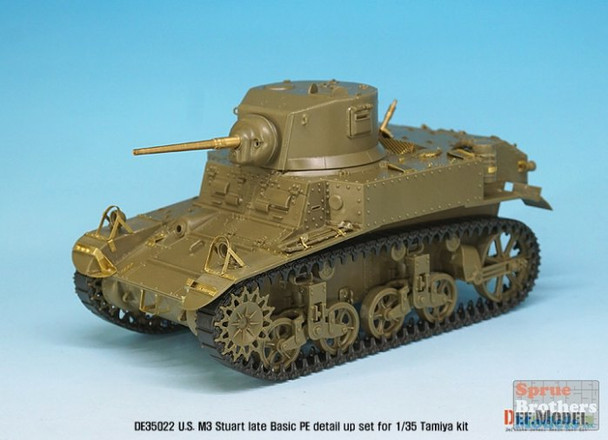DEFDE35022 1:35 DEF Model US M3 Stuart Late Basic PE & Gun Barrel Set (TAM kit)