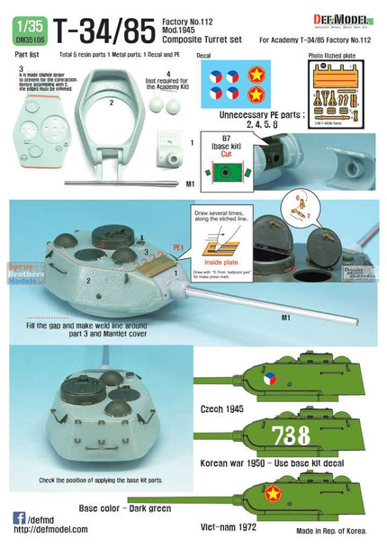 DEFDM35106 1:35 DEF Model T-34/85 Composite Turret Set Factory No 112 Mod 1945 (ACA kit)