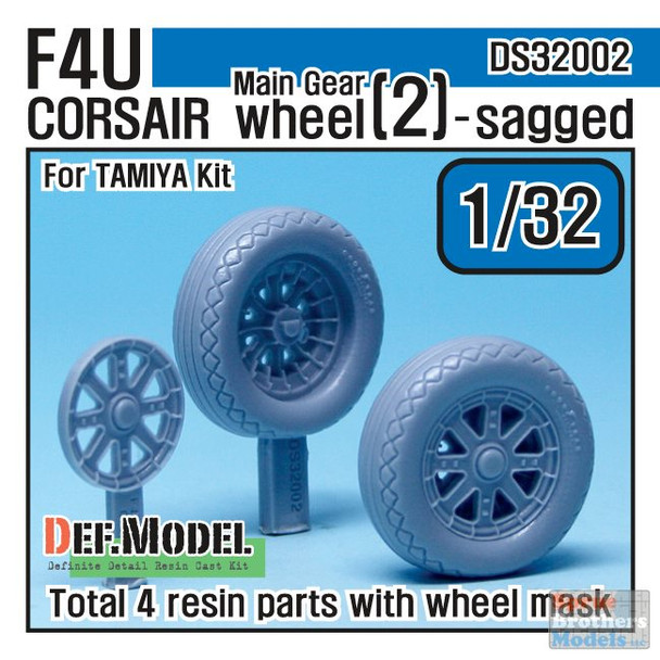 DEFDS32002 1:32 DEF Model F4U Corsair Main Gear Sagged Wheel Set #2 (TAM kit)