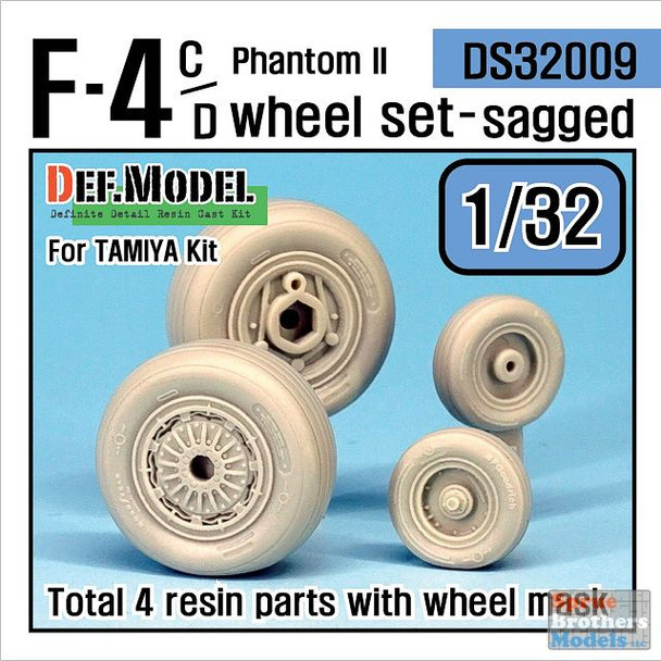 DEFDS32009 1:32 DEF Model F-4C F-4D Phantom II Sagged Wheel Set (TAM kit)