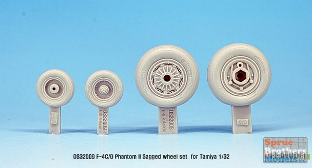 DEFDS32009 1:32 DEF Model F-4C F-4D Phantom II Sagged Wheel Set (TAM kit)