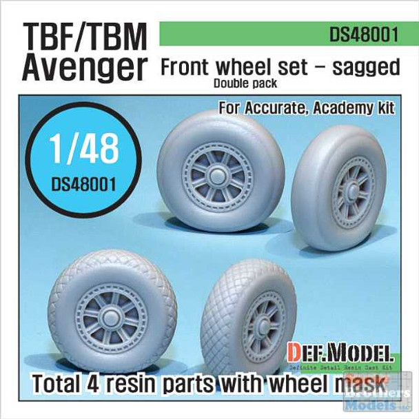 DEFDS48001 1:48 DEF Model TBM/TBF-3 Avenger Front Wheel Set (ACA/ACM kit)