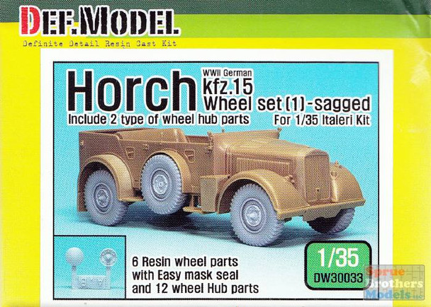 DEFDW30033 1:35 DEF Model Horch Kfz.15 Sagged Wheel Set (ITA kit)