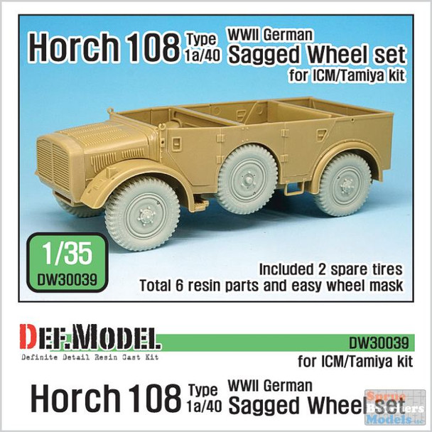 DEFDW30039 1:35 DEF Model Horch 108 Type 1a/40 Sagged Wheel Set (ICM/TAM kit)
