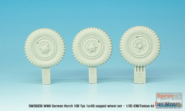 DEFDW30039 1:35 DEF Model Horch 108 Type 1a/40 Sagged Wheel Set (ICM/TAM kit)