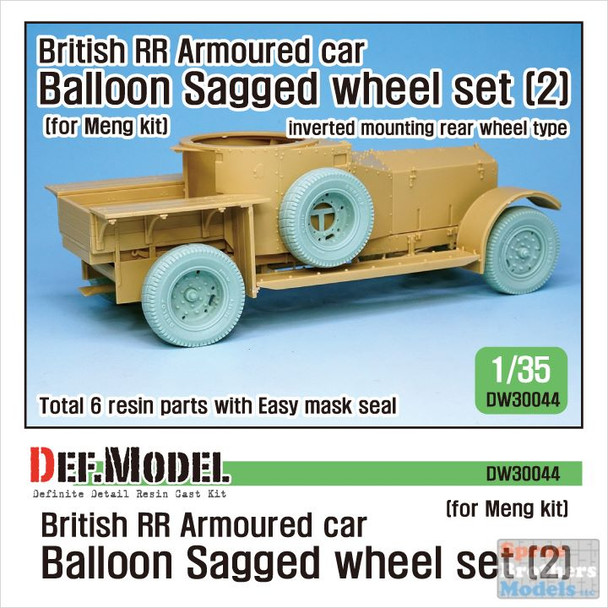 DEFDW30044 1:35 DEF Model British RR Armoured Car Balloon Sagged Front Wheel Set #2 (MNG kit)