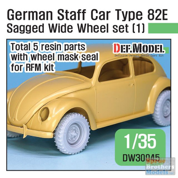 DEFDW30045 1:35 DEF Model German Staff Car Type 82E Sagged Wide Wheel Set #1 (RFM kit)