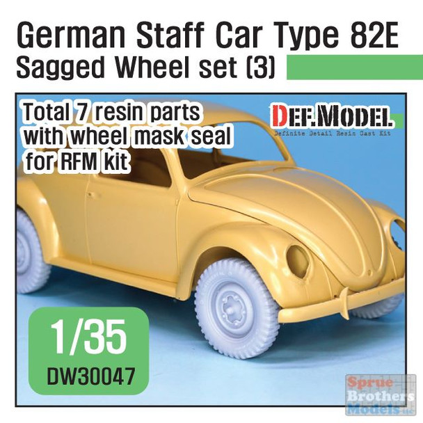 DEFDW30047 1:35 DEF Model German Staff Car Type 82E Sagged Wide Wheel Set #3 (RFM kit)