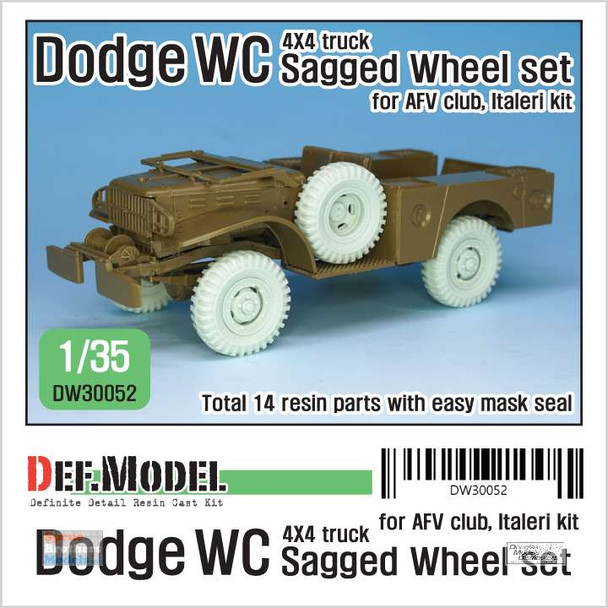 DEFDW30052 1:35 DEF Model Dodge WC 4x4 Truck Sagged Front Wheel Set (AFV/ITA kit)