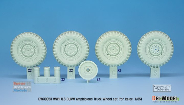 DEFDW30053 1:35 DEF Model DUKW Sagged Front Wheel Set (ITA kit)