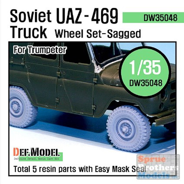 DEFDW35048 1:35 DEF Model Soviet Truck UAZ-469 Wheel Set-Sagged (TRP kit)