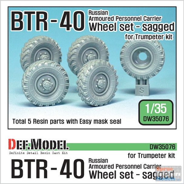 DEFDW35076 1:35 DEF Model BTR-40 Sagged Wheel Set (TRP kit)