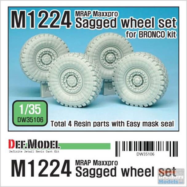 DEFDW35106 1:35 DEF Model MRAP MaxxPro M1224 Sagged Wheel Set (BNC kit)