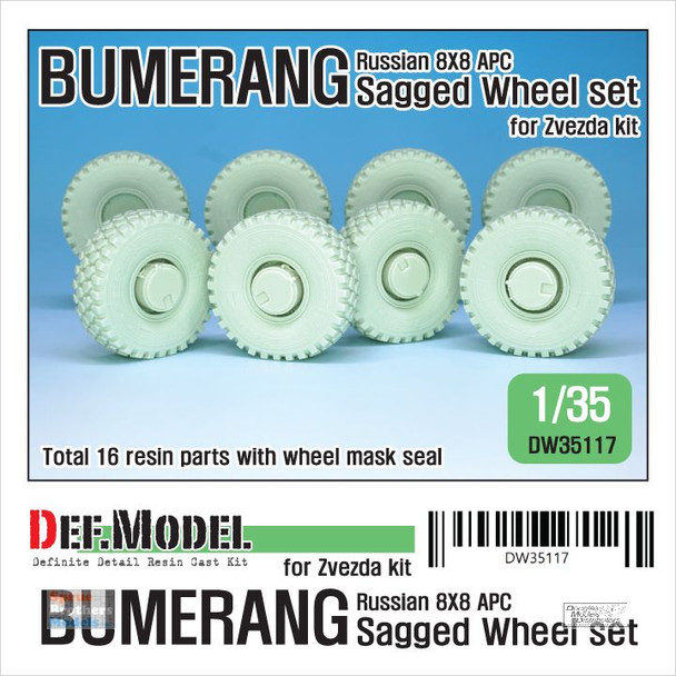 DEFDW35117 1:35 DEF Model Russian 8x8 APC Bumerang Sagged Wheel Set (ZVE kit)