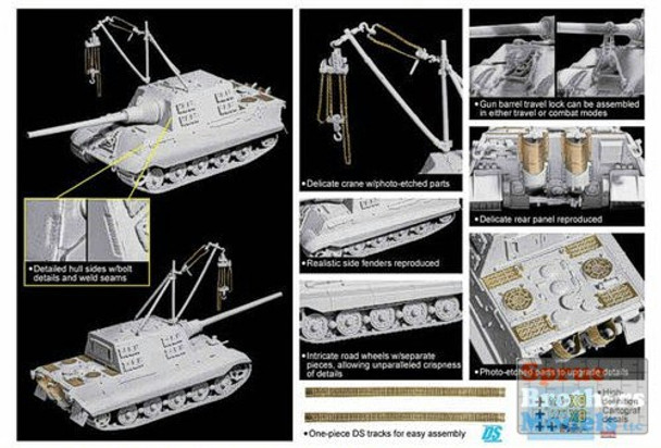 DML7345 1:72 Dragon Jagdtiger Henschel Production w/2 Metric Ton Lifting Crane #7345