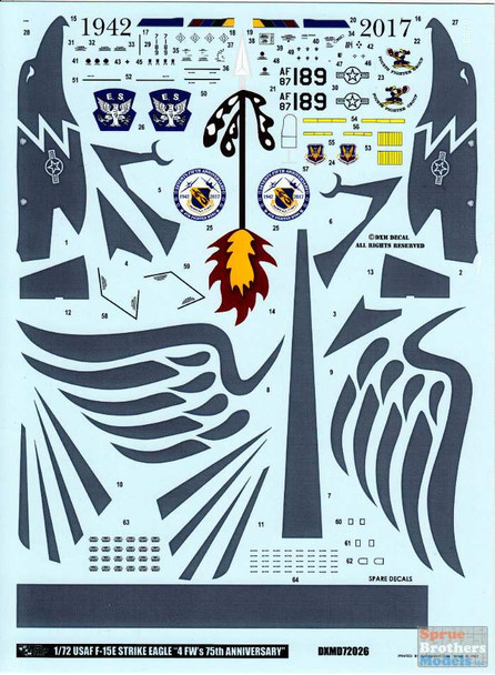 DXM81-7126 1:72 DXM Decals F-15E Strike Eagle 4th Fighter Wing 75th Anniversary