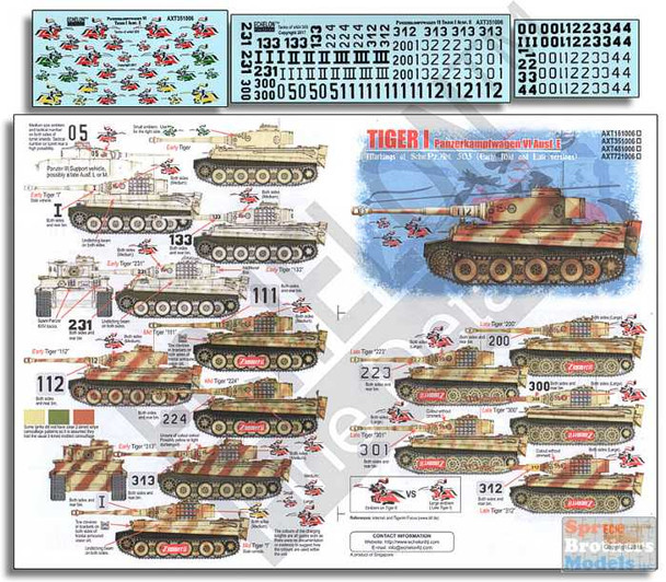 ECH351006 1:35 Echelon Decals - Tiger I Schw.Pz.Abt.505 (Early, Mid & Late)