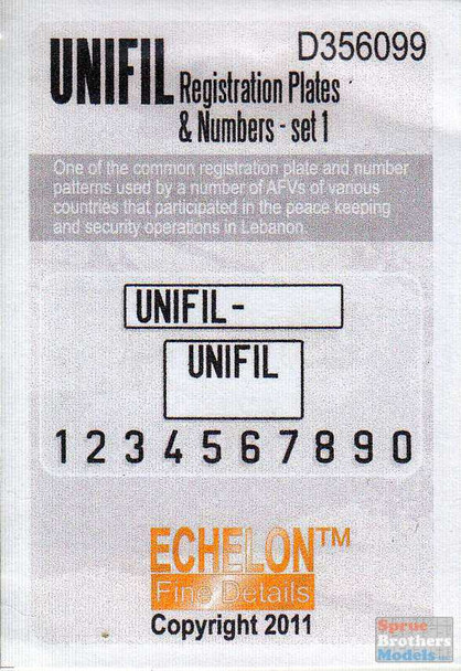 ECH356099 1:35 Echelon UNIFIL Registration Plates & Numbers - set 1