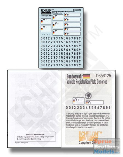 ECH356125 1:35 Echelon Bundeswehr Vehicle Registration Plate Generics