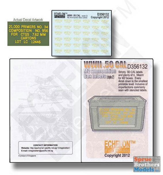 ECH356132 1:35 Echelon WWII .50 CAL M2 Ammunition Box Labels (Style 2)