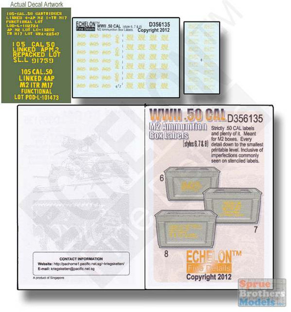 ECH356135 1:35 Echelon WWII .50 CAL M2 Ammunition Box Labels (Style 6,7 & 8)