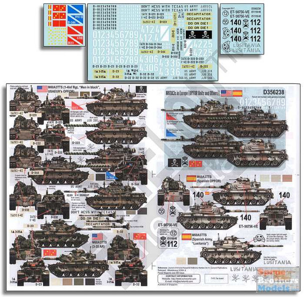 ECH356238 1:35 Echelon Decals - M60A3's in Europe (OPFOR Units and Others)