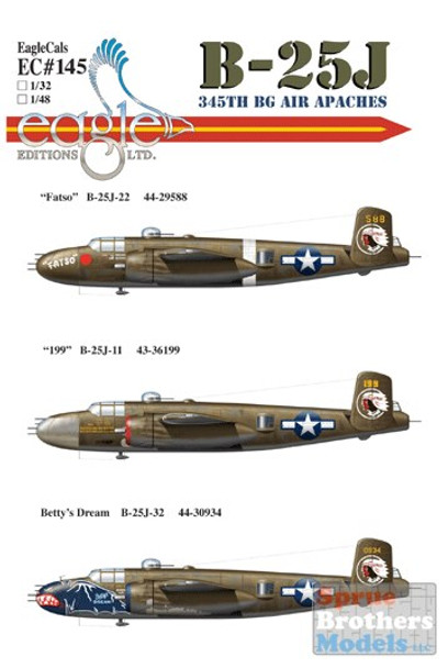 ECL32145 1:32 Eagle Editions B-25J Mitchell 345th BG Air Apaches