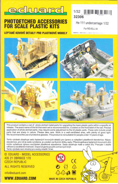 EDU32306 1:32 Eduard PE - He111 Undercarriage Detail Set (REV kit)