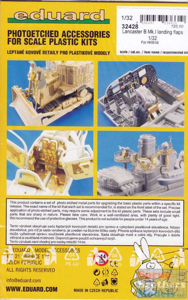EDU32428 1:32 Eduard PE - Lancaster B Mk.I Landing Flaps (HKM kit) EDU32428 1:32 Eduard PE - Lancaster B Mk.I Landing Flaps (HKM kit)
