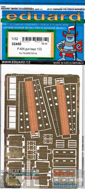 EDU32450 1:32 Eduard PE - P-40N Gun Bay Detail Set (TRP kit)