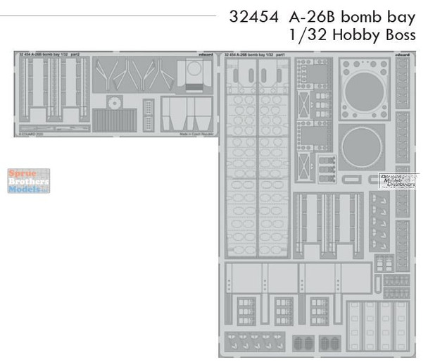 EDU32454 1:32 Eduard PE - A-26B Invader Bomb Bay Detail Set (HBS kit)