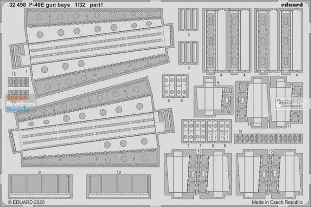 EDU32456 1:32 Eduard PE - P-40E Warhawk Gun Bays Detail Set (TRP kit)