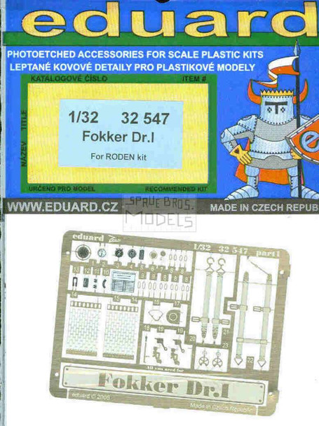 EDU32547 1:32 Eduard Color PE - Fokker Dr1 Detail Set (ROD kit) #32547