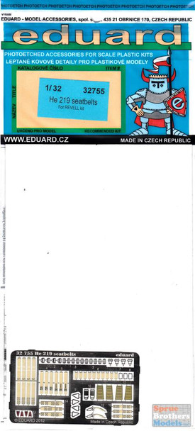 EDU32755 1:32 Eduard Color PE - He 219 Seatbelts (REV kit)