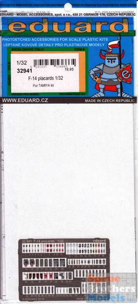 EDU32941 1:32 Eduard Color PE - F-14 Tomcat Placards (TAM kit)