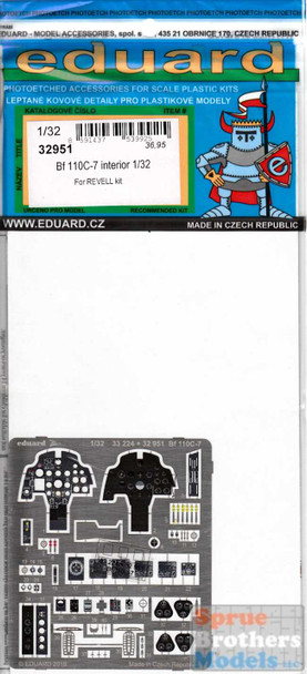 EDU32951 1:32 Eduard PE - Bf 110C-7 Interior Detail Set (REV kit)