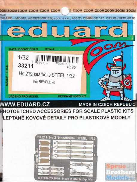 EDU33211 1:32 Eduard Color Zoom PE - He 219 Seatbelts [STEEL] (REV kit)