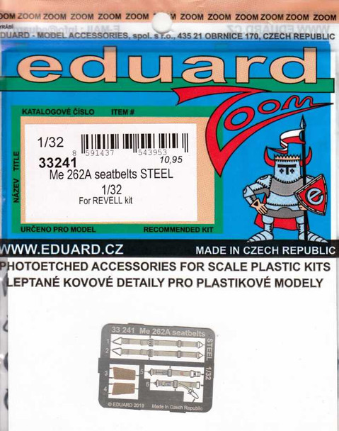 EDU33241 1:32 Eduard Zoom PE - Me 262A Seatbelts [STEEL] REV kit)