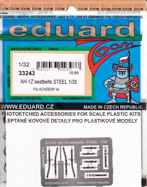 EDU33243 1:35 Eduard Zoom PE - AH-1Z Viper Cobra Seatbelts [STEEL] (ACA kit)