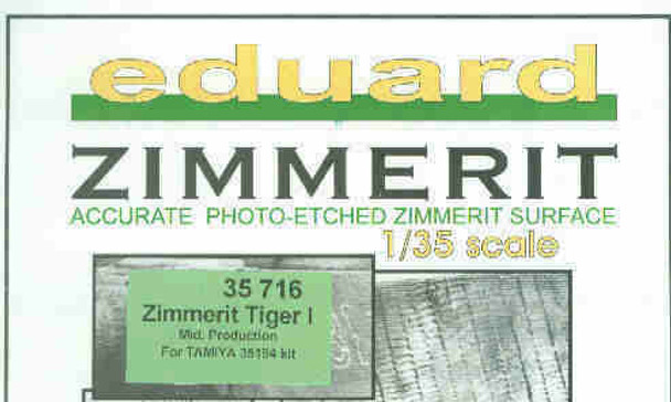 EDU35716 1:35 Eduard Zimmerit for Tiger I Mid Production #35716