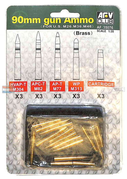 AFV35076 1:35 AFV Club US 90mm Gun Ammo (4 types)