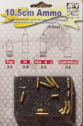 AFV35074 1:35 AFV Club 10.cm Ammo (4 types) for leFH18 - Sprue