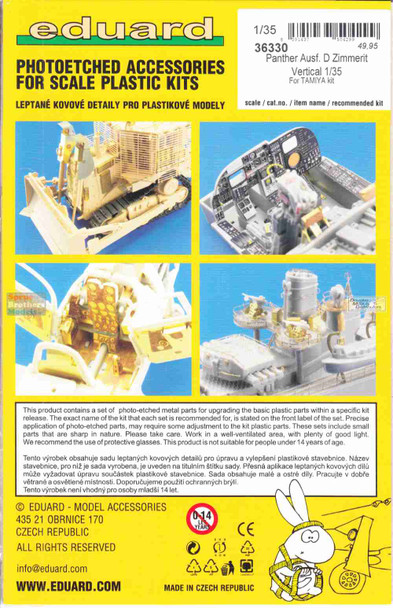 EDU36330 1:35 Eduard PE - Panther Ausf D Zimmerit Vertical (TAM kit)