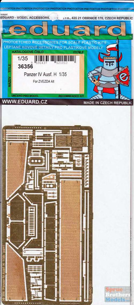 EDU36356 1:35 Eduard PE - Panzer IV Ausf.H Detail Set (ZVE kit)