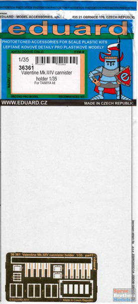 EDU36361 1:35 Eduard PE - Valentine Mk.II/IV Canister Holder (TAM kit)