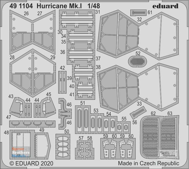EDU491104 1:48 Eduard Color PE - Hurricane Mk.I Detail Set (AFX kit)