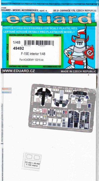 EDU49492 1:48 Eduard Color PE - F-15E Strike Eagle Interior Set (ACA kit)