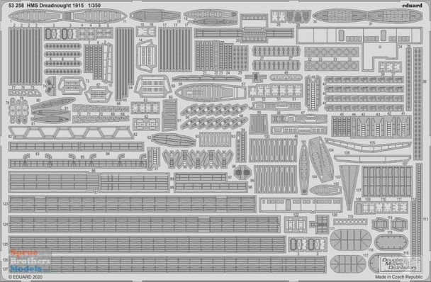 EDU53258 1:350 Eduard PE - HMS Dreadnought 1915 Detail Set (TRP kit)